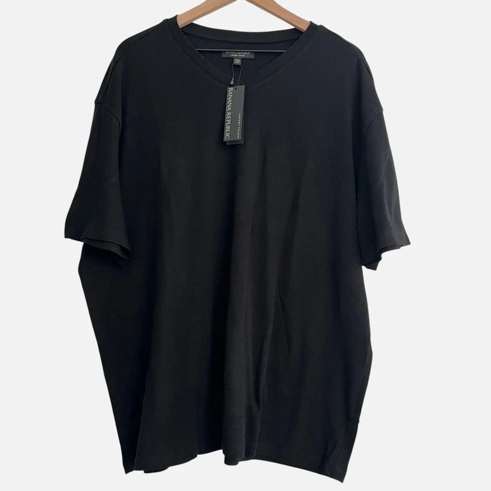 Banana Republic Men's Black Luxury Touch V-Neck T-Shirt XXL 100% Cotton NWT